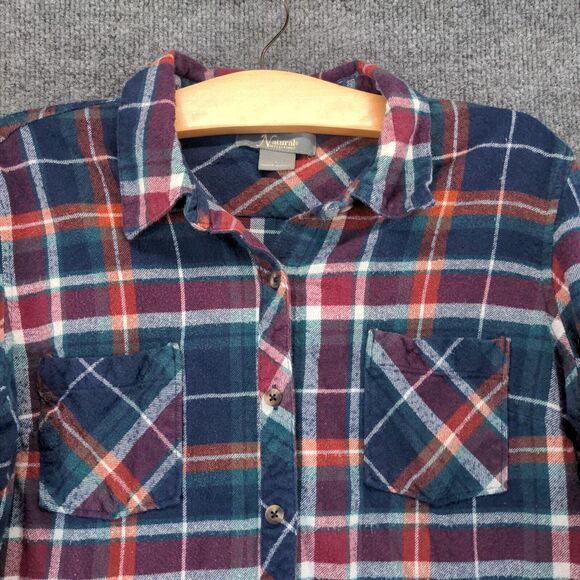 Natural Reflections Womens Button-Up Shirt Large Blue Red Plaid Chest Pocket - Picture 3 of 12